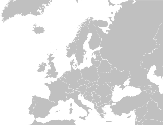 political map of europe black and white