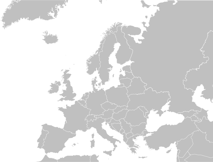 black and white political map of europe