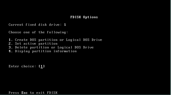 Fdisk. Fdisk меню.