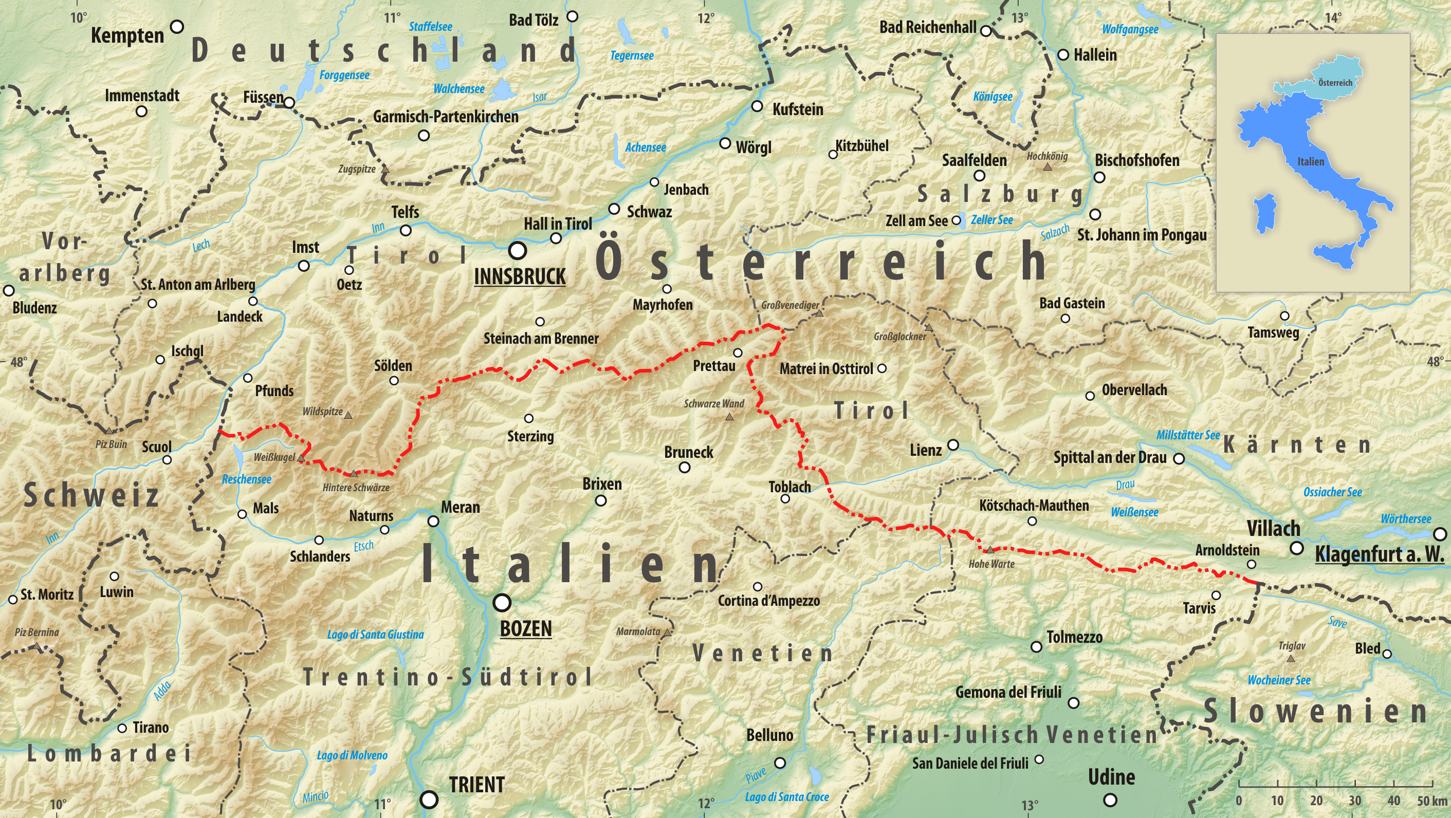 karte österreich und italien Grenze Zwischen Italien Und Osterreich Wikipedia karte österreich und italien