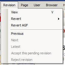 Huggle's Revision menu