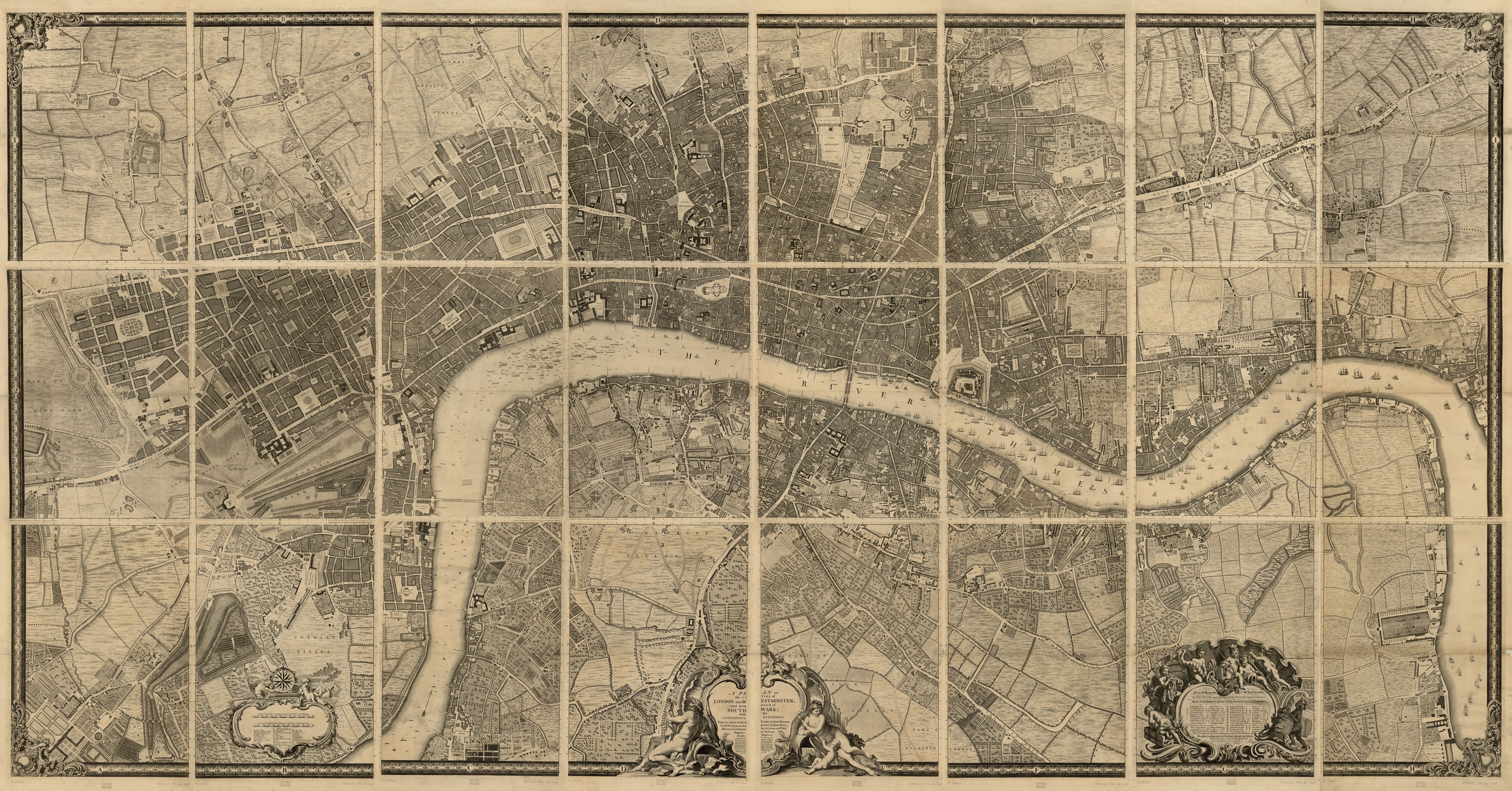 London c1880 Kensington in 1764 from Rocque's map KENSINGTON PALACE 