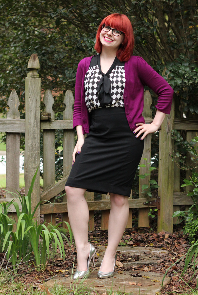 High-Waisted Purple Pencil Skirt made from Slightly Elastic Fabric -  StarShinerS