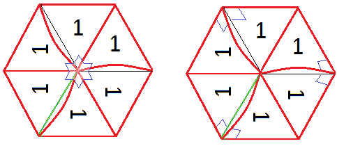 File:Vorderseite eines Flexagons vor dem Pinch und Rückseite des Flexagons nach dem Pinch.png