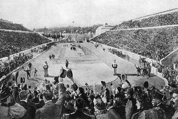 File:Louis entering Kallimarmaron at the 1896 Athens Olympics (cropped).jpg