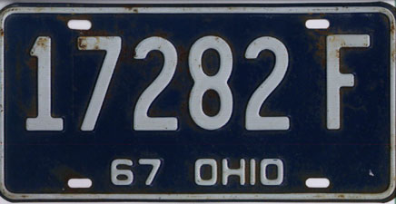 File:Ohio 1967 license plate - Number 17282 F.jpg - Wikipedia