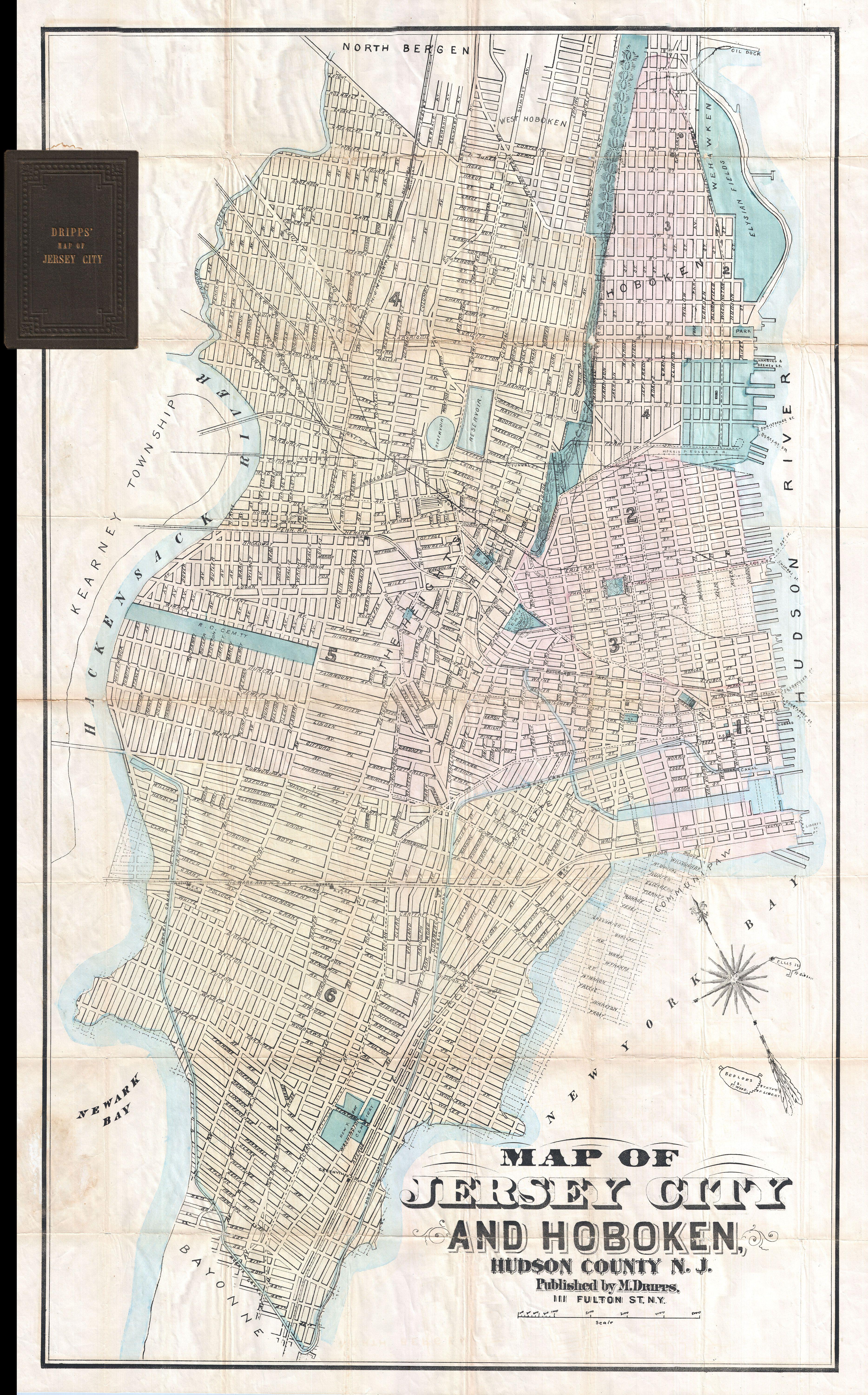 Map Of Jersey City Streets File:1886 Dripps Map of Hoboken and Jersey City, New Jersey 