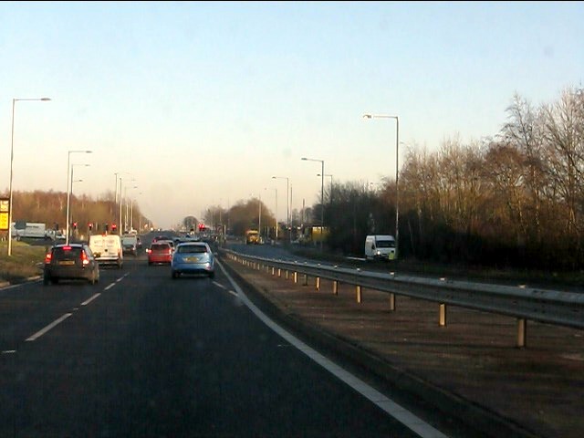 File:A580 approaching the A5208 junction - geograph.org.uk - 2781656.jpg