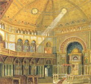 Inside the 1887 opened Türkischer Tempel in Leopoldstadt (painting)