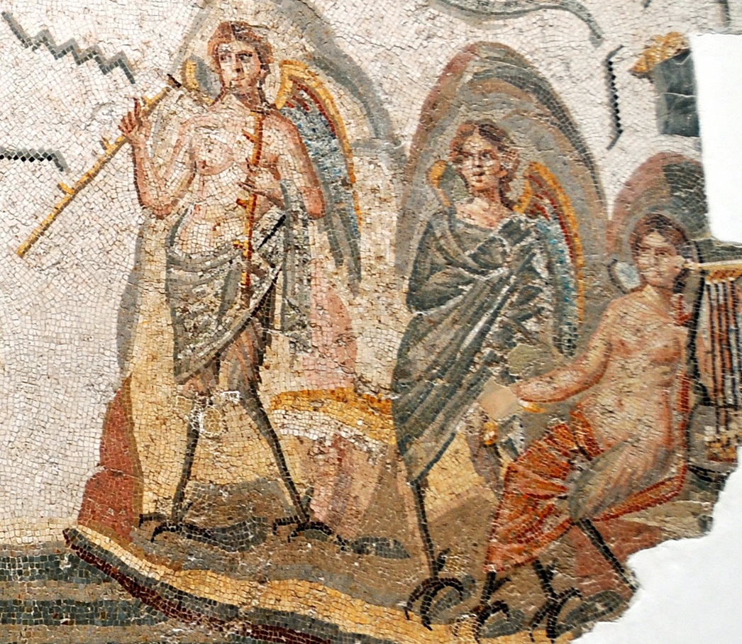 File Les Sirenes Dans La Mosaique D Ulysse Et Les Sirenes Jpg Wikimedia Commons