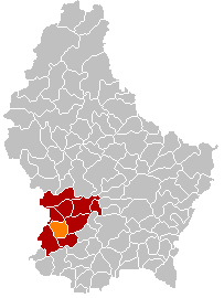 Kommunens läge i Luxemburg