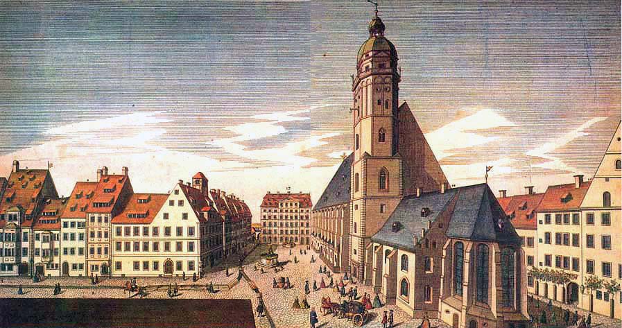 Thomaskirche und Thomasschule zu Leipzig, Stich 1735