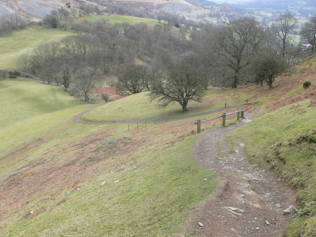 Zigzag footpath on the eastern side of Castell Dinas Brn - geograph.org.uk - 703062