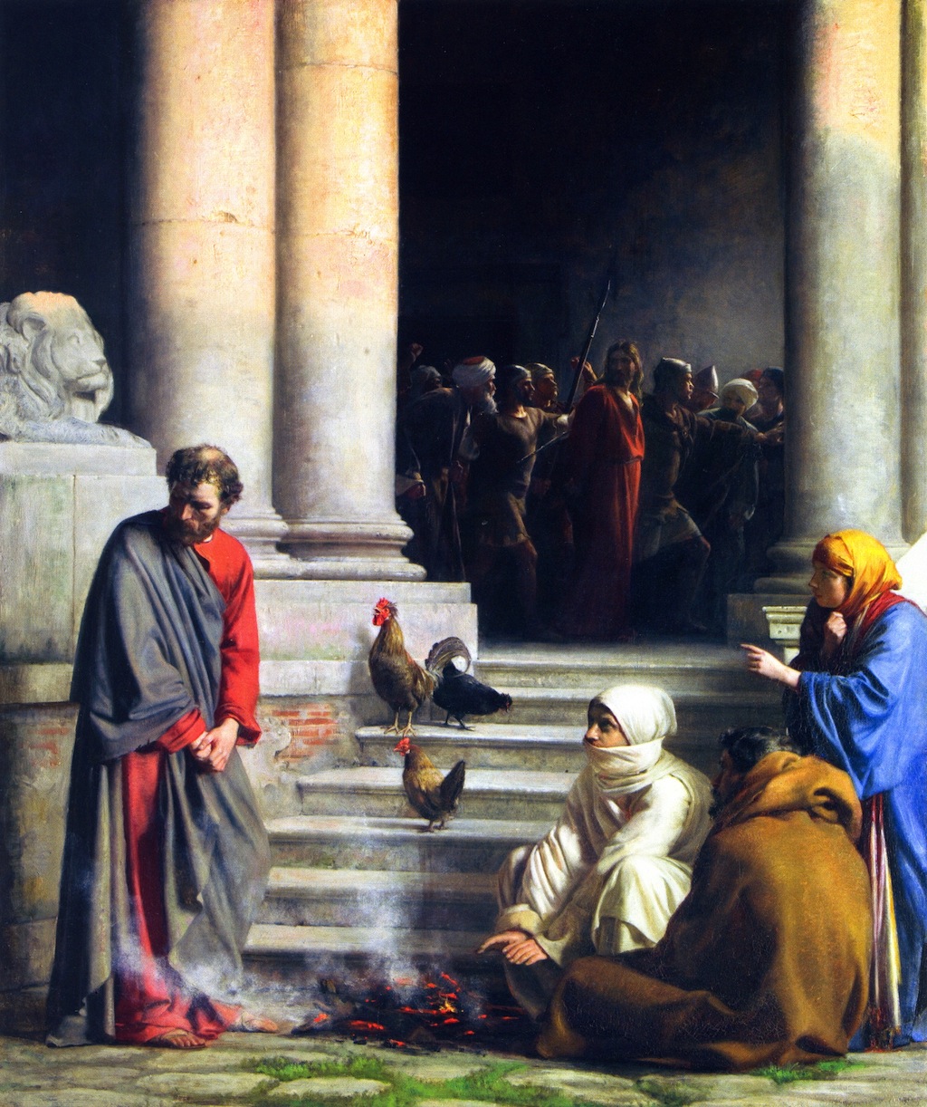 Peter's Denial by Carl Bloch, Luke 22:54-62, Bible.Gallery