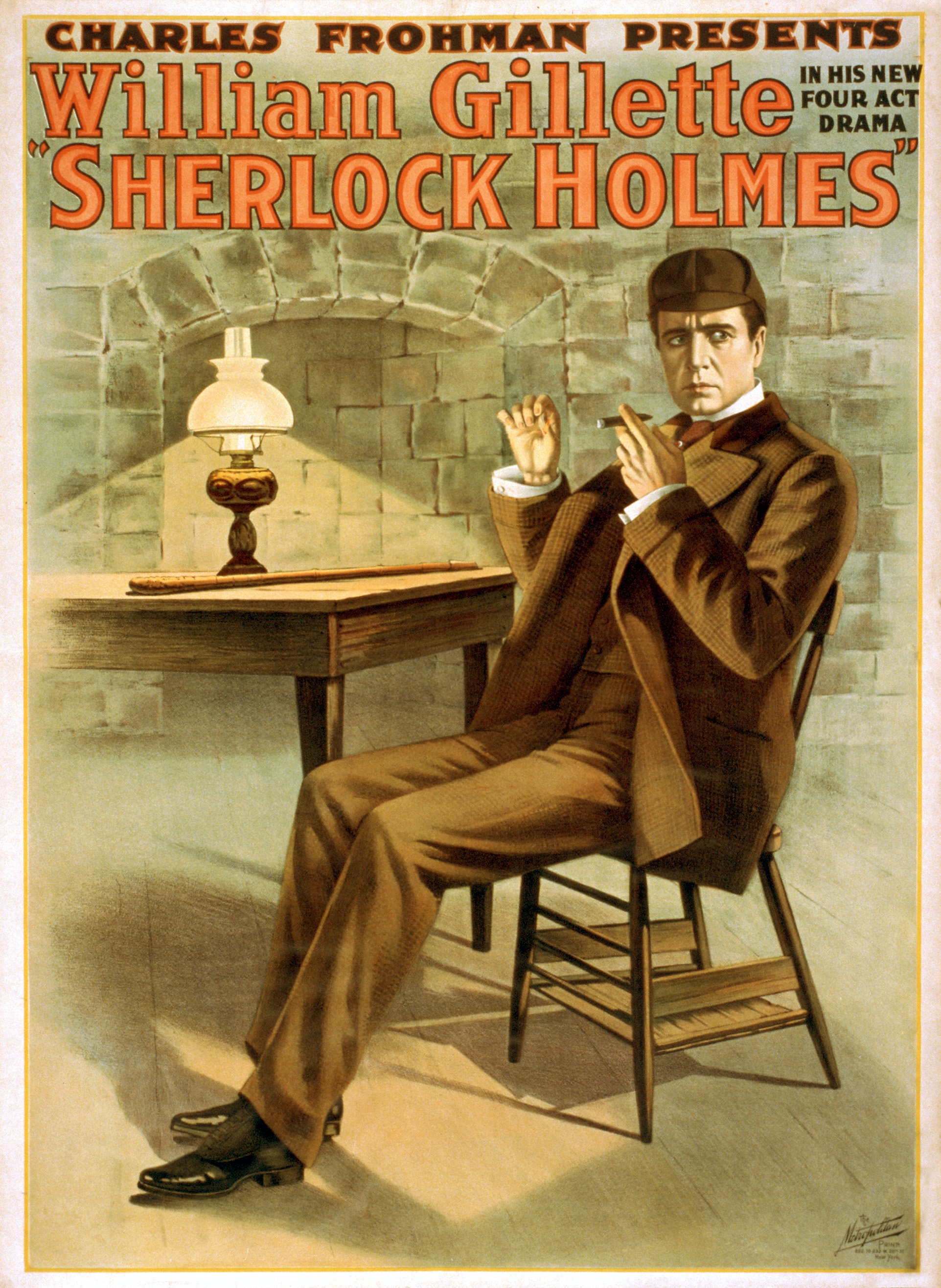 Sherlock Holmes Charles Frohman William Gillette Theatre 12x8" Reprint Poster
