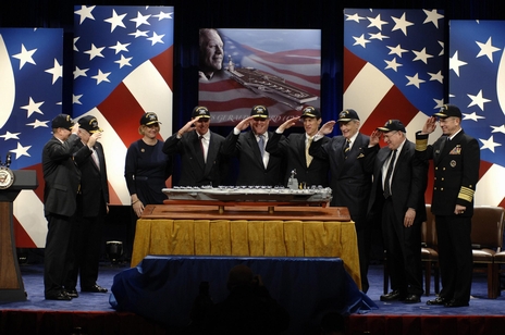 File:John Warner salutes with fellow veterans.jpg