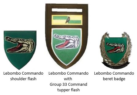 SADF дәуіріндегі Lebombo Commando айырым белгілері