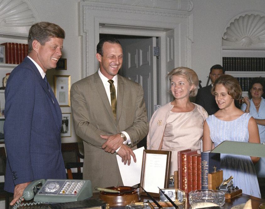 Stan Musial, left, of the St. Louis Cardinals, is shown with his