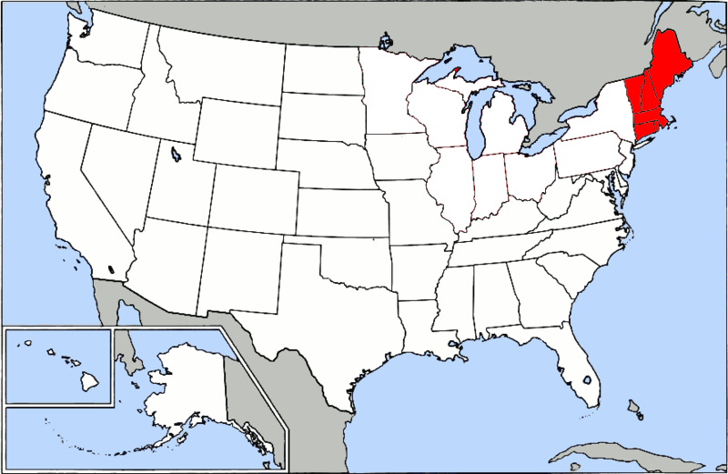 New England On Map Of Usa File:800px Map of USA highlighting OCA New England Diocese.png 