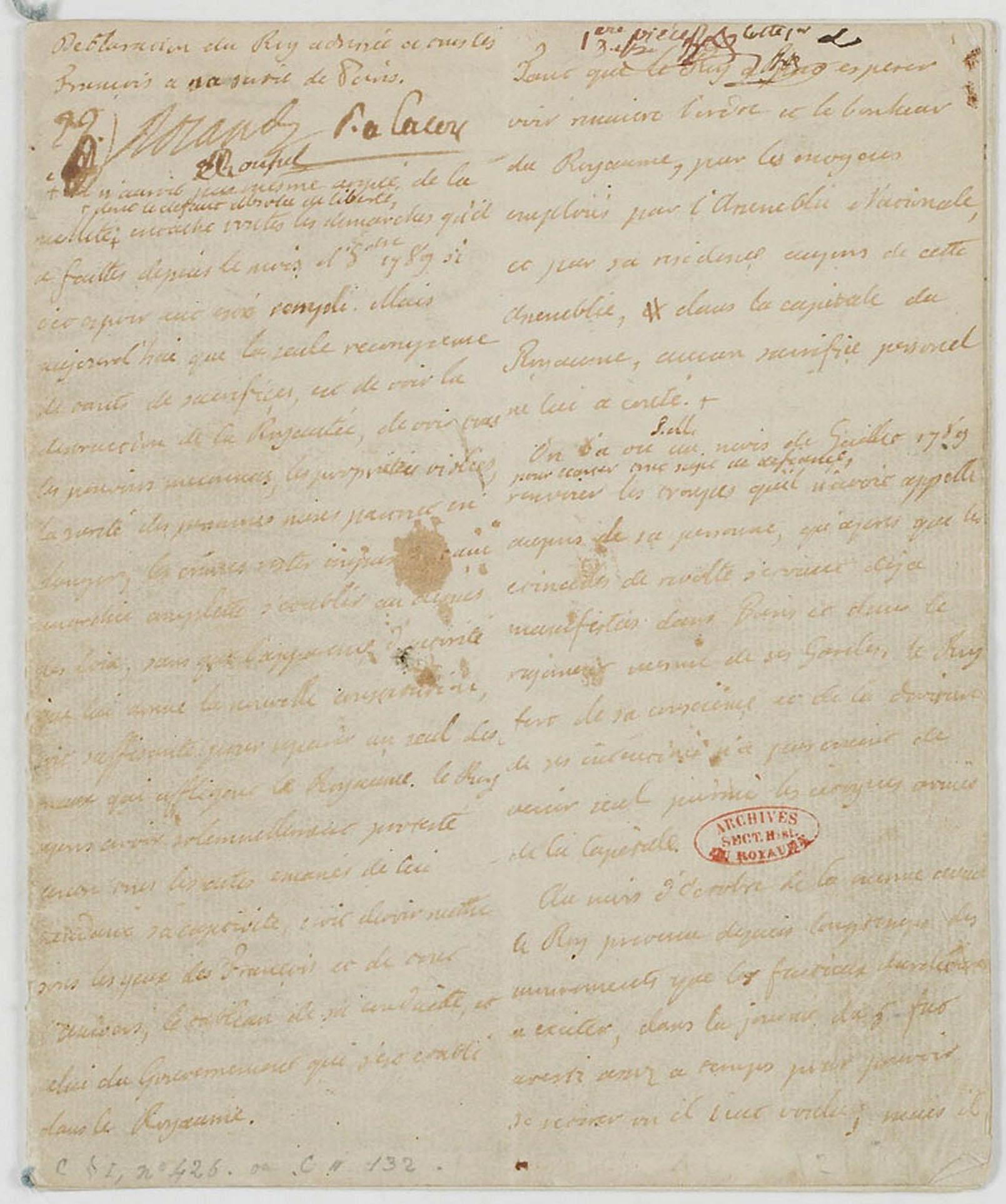 Fichier Declaration Autographe De Louis Xvi Adressee Aux Francais A Sa Sortie De Paris Le Juin 1791 1 Sur 27 Archives Nationales Ae Ii 1218 Jpg Wikipedia