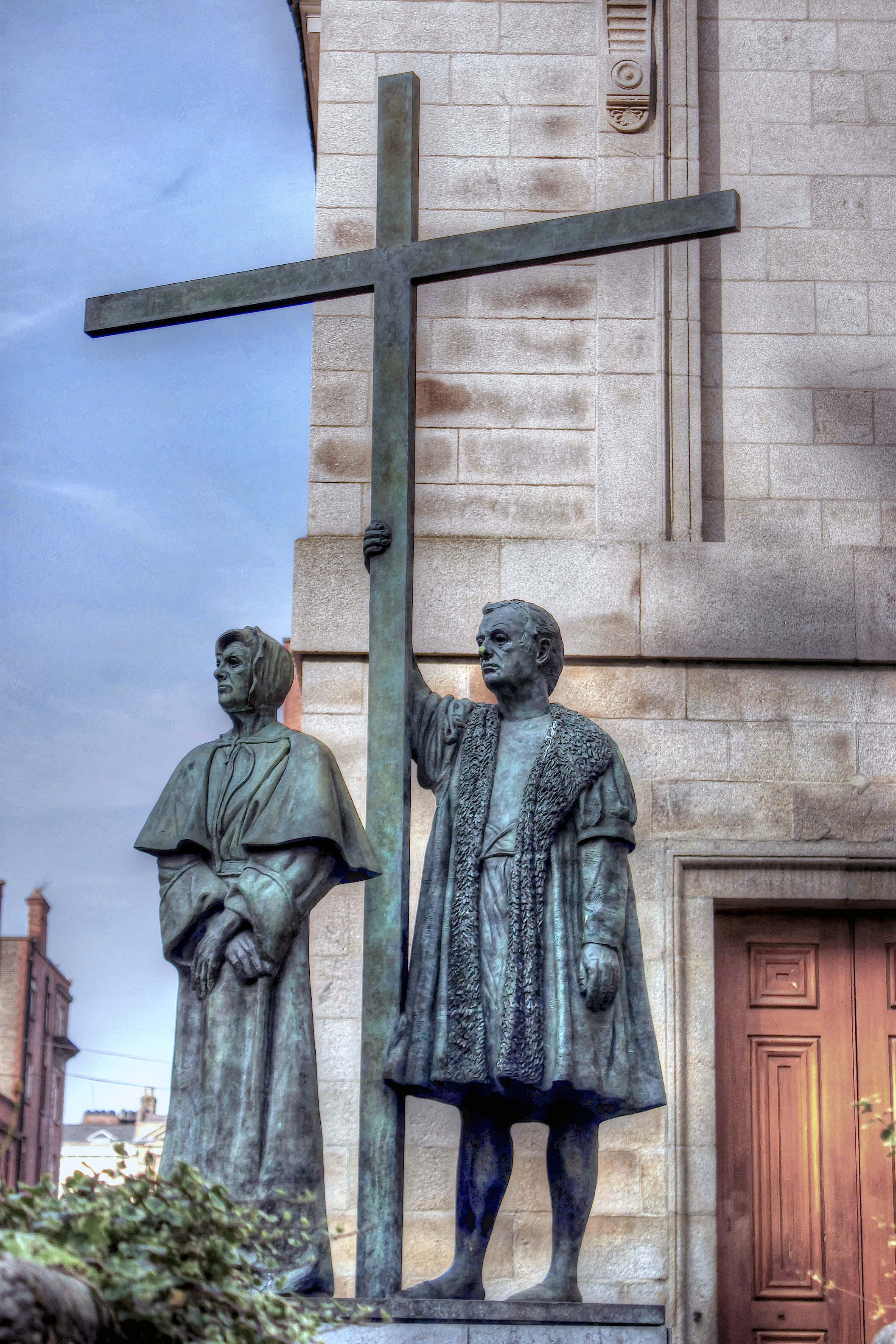 A statue of the Blessed Margaret Ball<br> and of her grandson-in-law, the<br> Blessed [[Francis Taylor (martyr)|Francis Taylor]], which stands in front of<br> [[St. Mary's Pro-Cathedral]], Dublin, Ireland