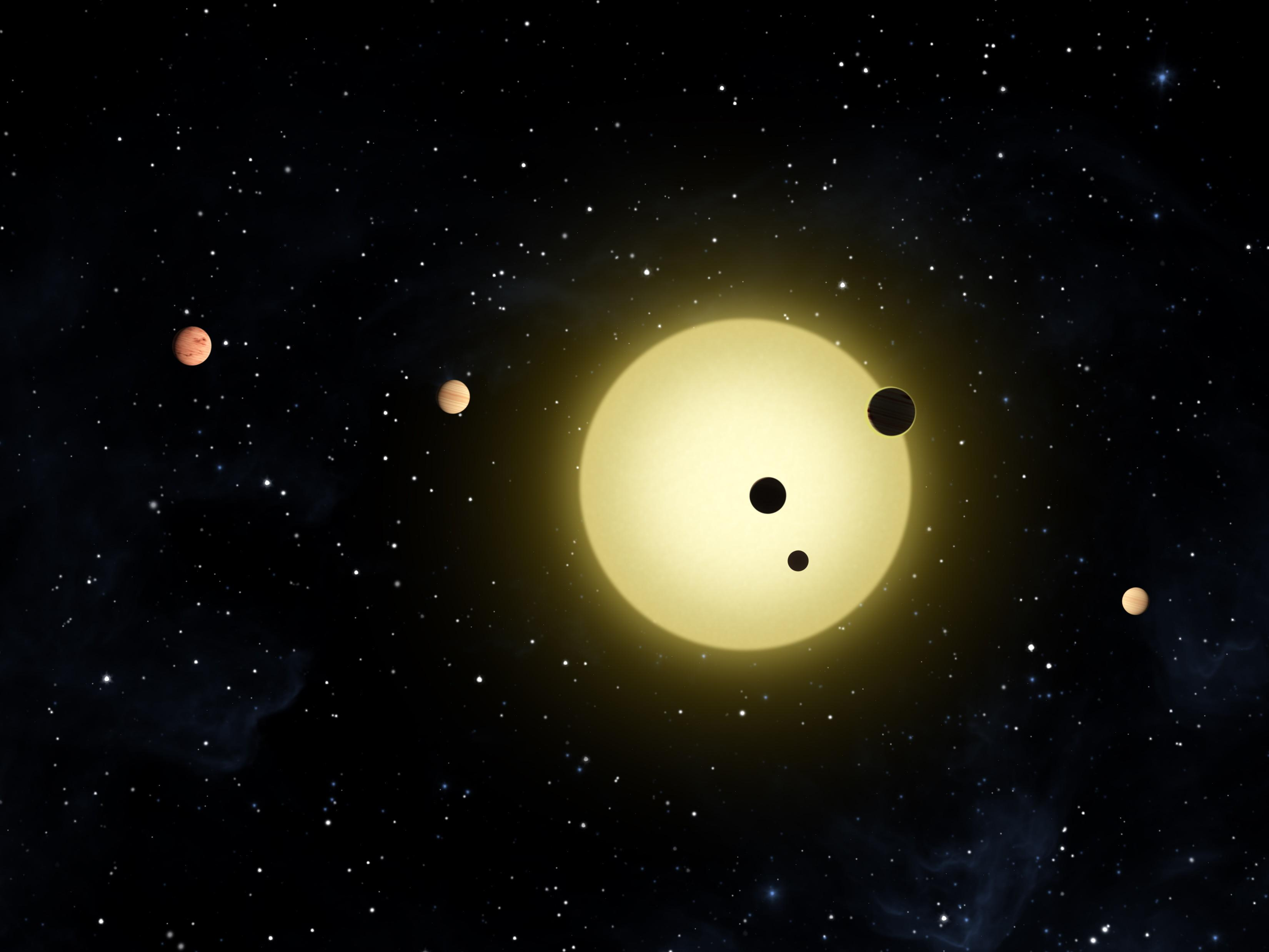 Depiction of planets around a sun