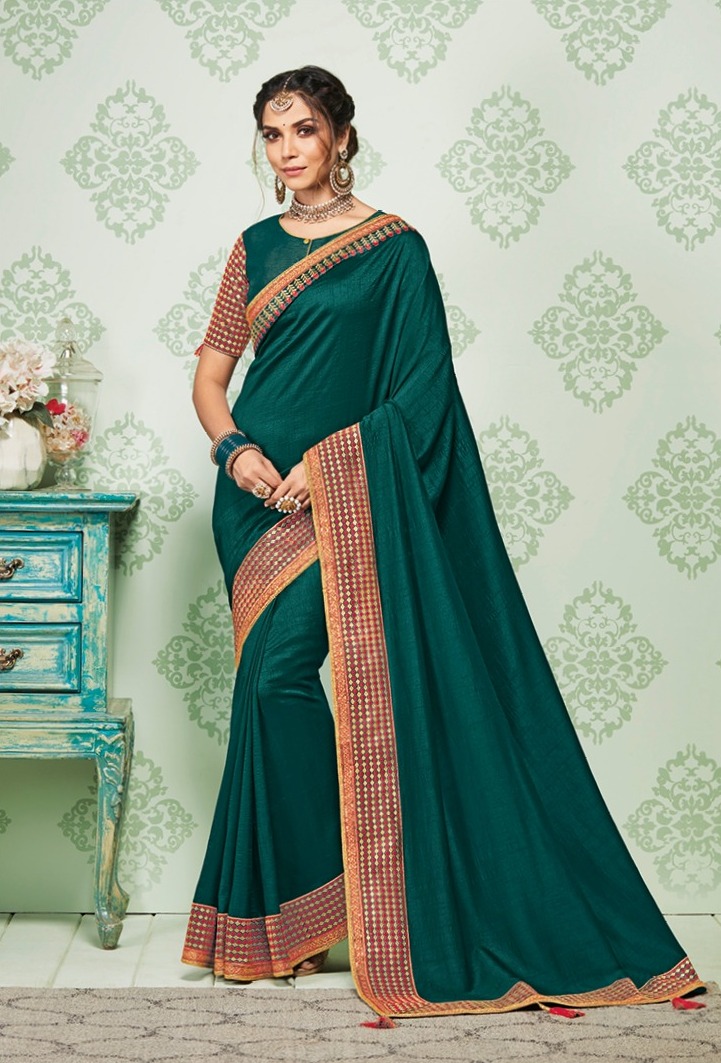 Silk Saree with blouse in Mehndi colour 2229 | Saree, Silk sarees, Wedding  saree indian