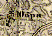 Деревня Юбры на карте 1863 года