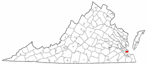 Location of Hampton in Virginia