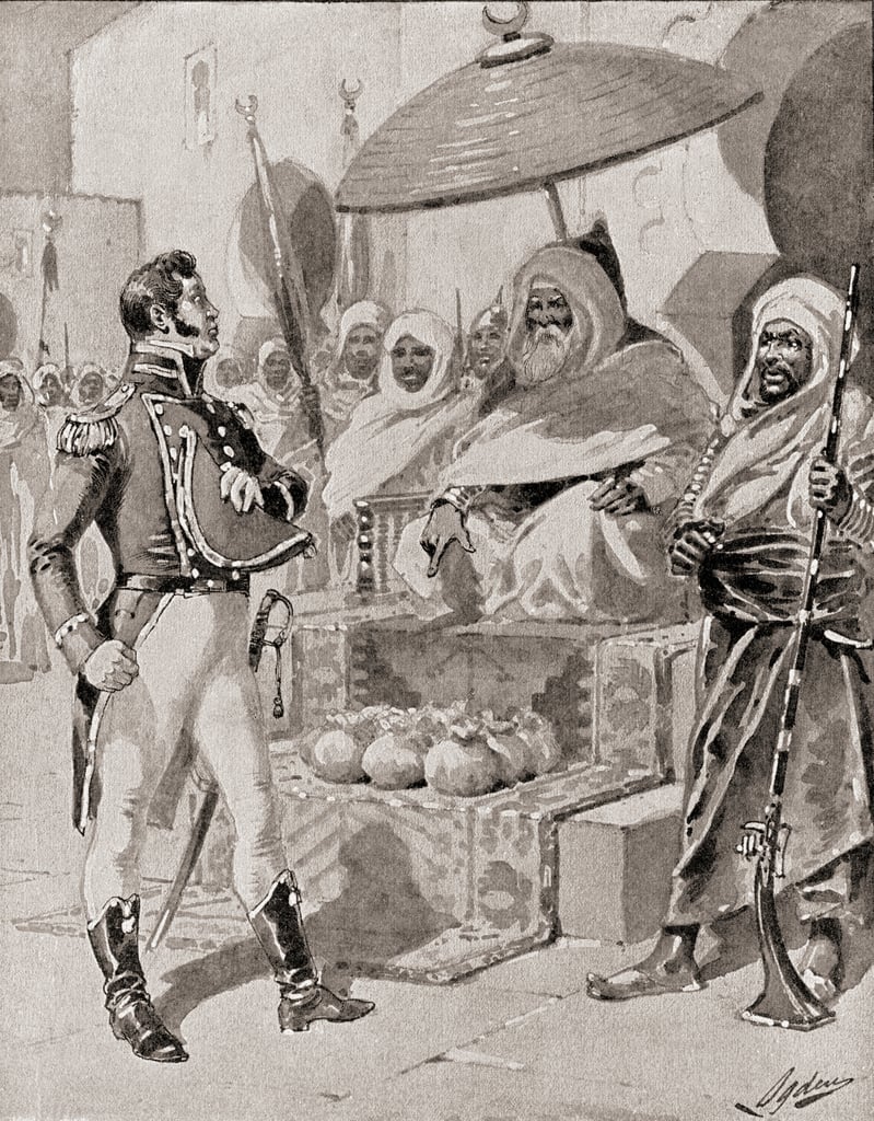 Captain William Bainbridge paying tribute to the Dey of Algiers, 1800