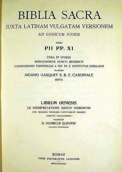 Title page of the first volume of the Benedictine Vulgate, 1926