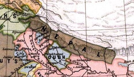 Territory of the Kingdom of Nepal in 1808