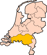Mapa: Província de Brabante do Norte nos Países Baixos