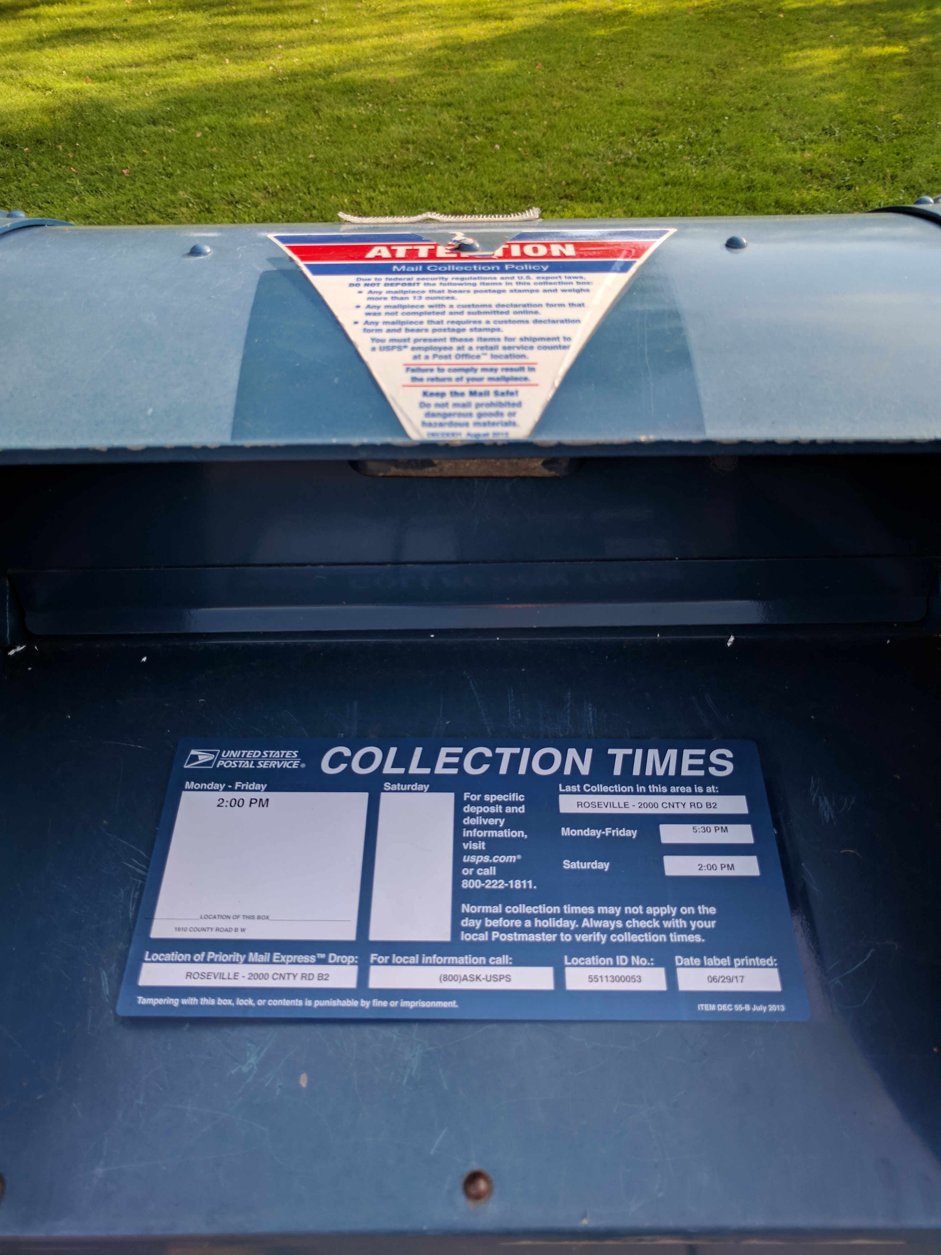 File Usps Blue Box Collection Times And Warning Stickers Jpg Wikimedia Commons