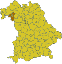 Разположение на окръг Вюрцбург в рамките на провинция Бавария