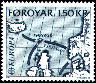 Route of the Vikings Faroe Postal Service. 15 March 1982