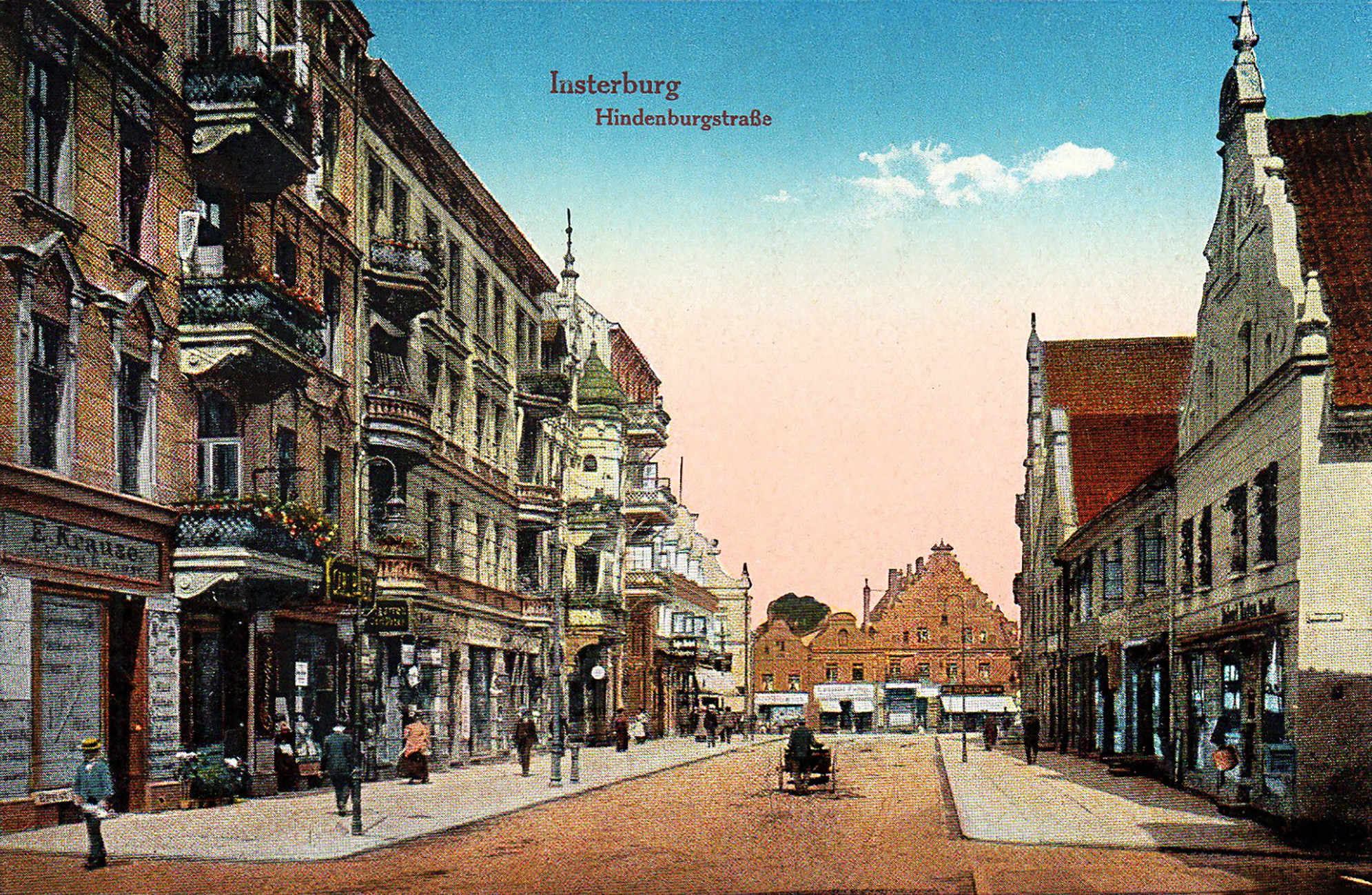 A postcard view of Insterburg's Hindenburgstraße in about 1890