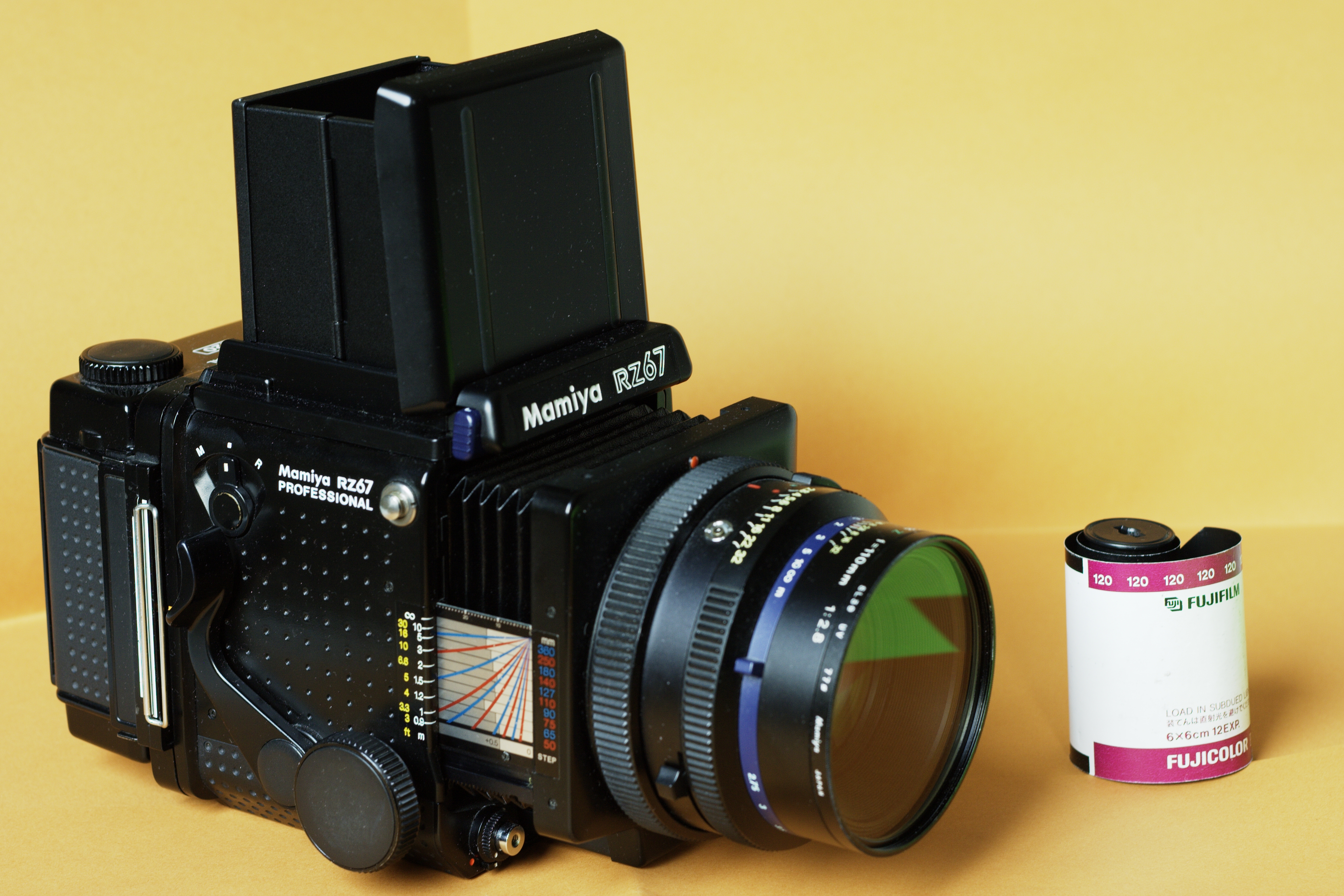 Mamiya RZ67 Professional and a Fujifilm color 120 format roll film (60 mm w...