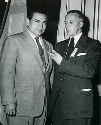 Magdaleno (right) and [[Fulgencio Batista]] in 1956