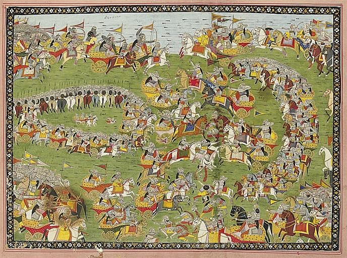 File:Pandavas opposing the Kauravas in semi-circular position.jpg