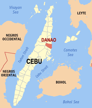 Mapa of Sugbo nga nagpakita sa nahimutangan sa Dakbayan sa Danao