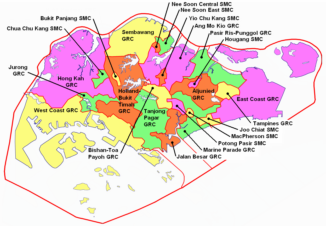 Singapore Electoral Boundaries in 2006 Singapore electoral boundaries 2006.png