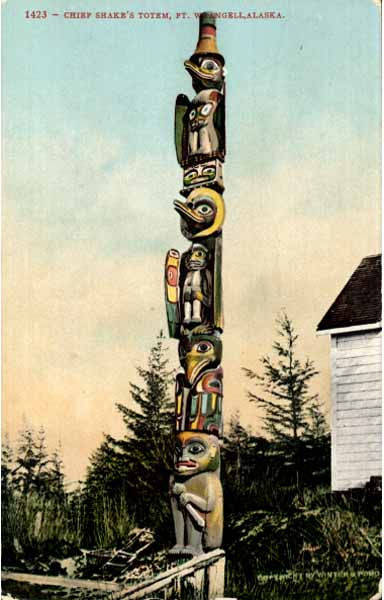 File:Tlingit totem pole in front of Chief Shake's house, Fort Wrangell, 1895 (AL+CA 1312).jpg