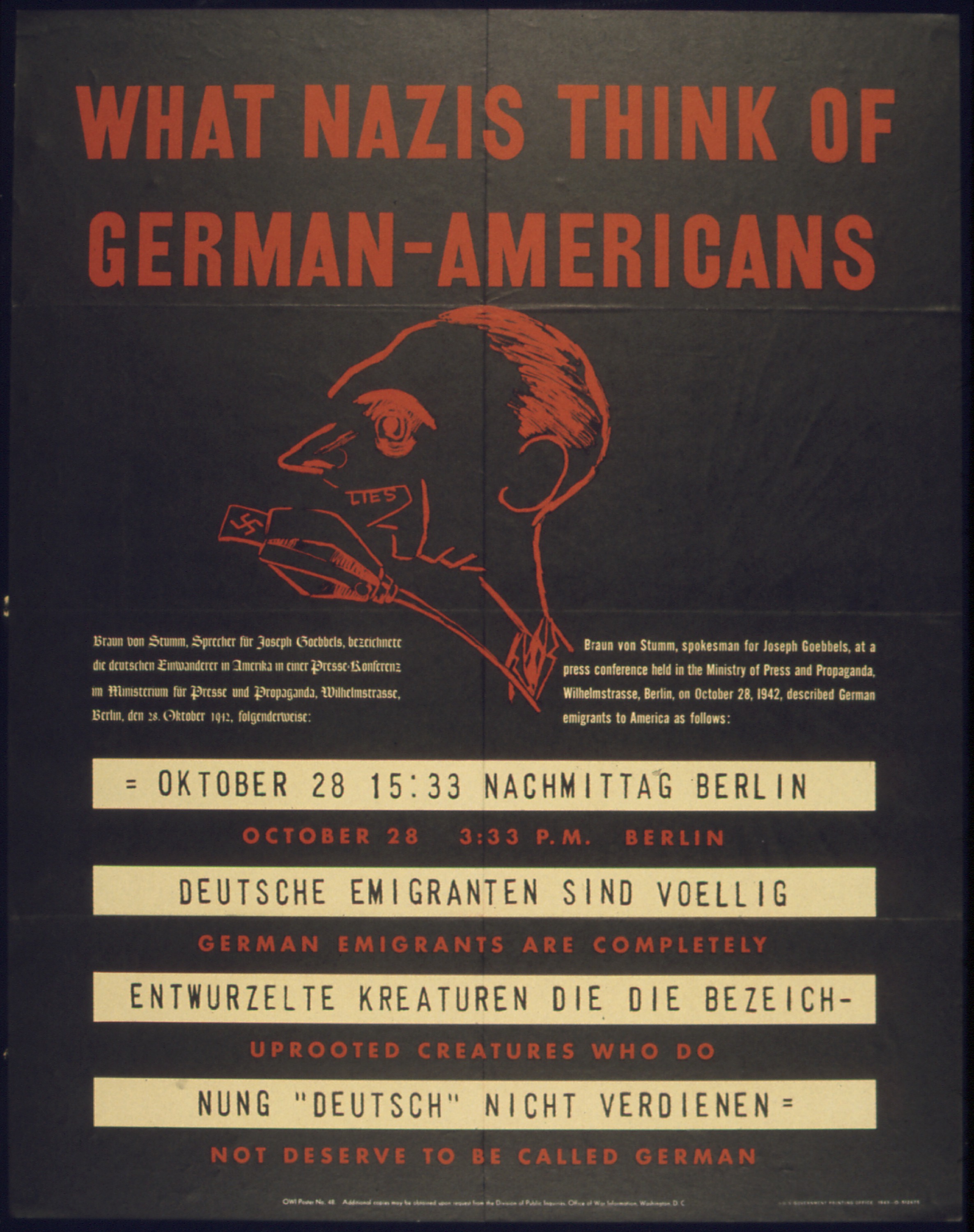 Dieses Propaganda-Plakat des amerikanischen ''[[Office of War Information