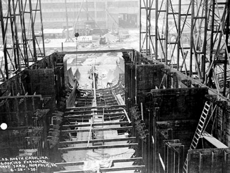 File:BB-52 PCU North Carolina, view from midships looking forward.jpg