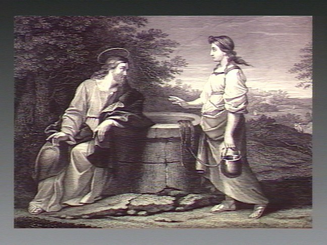 Jesus meets the woman from Samaria at the well. Engraving. Wellcome V0034715