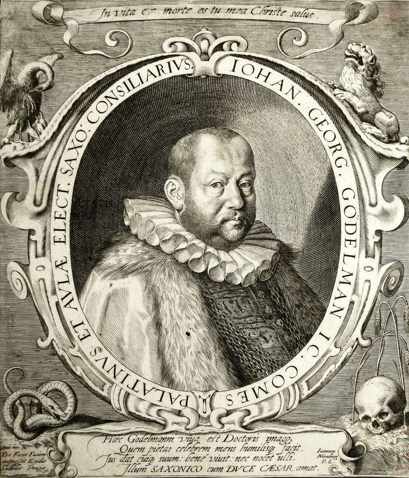 An engraved portrait of Gödelmann by [[Aegidius Sadeler