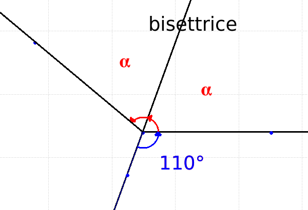 bisettrice angolo esplementare del doppio di 110