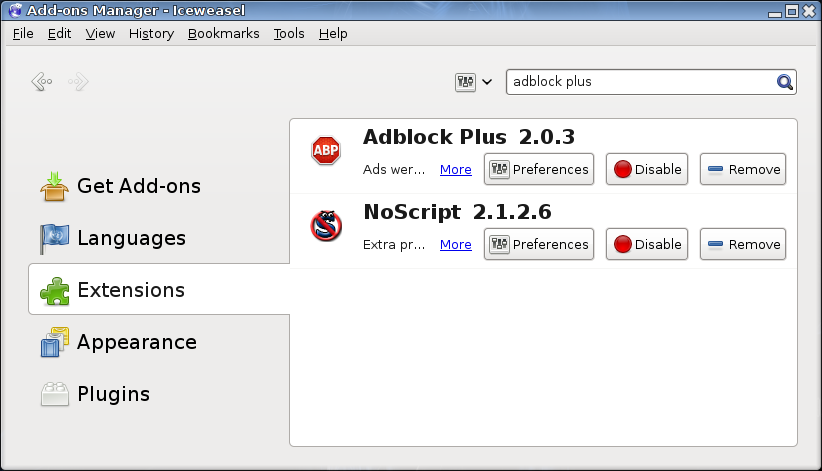 Addons extension