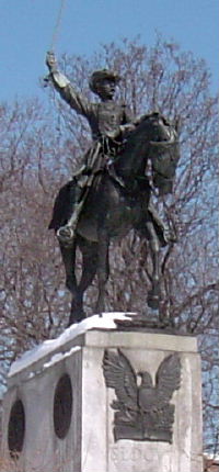 An equestrian statue of Slocum by Frederick William MacMonnies in Brooklyn's Prospect Park.